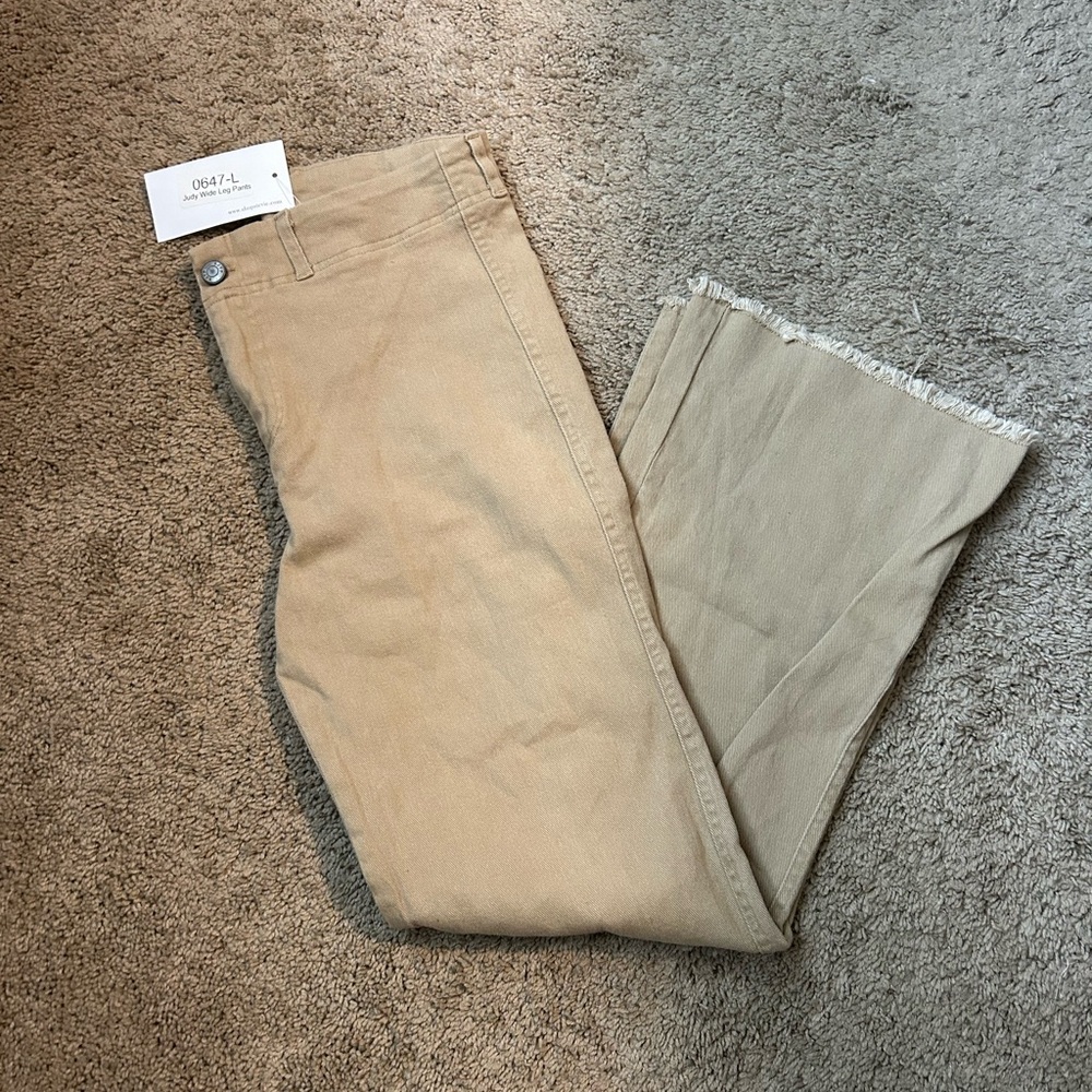 Shop Stevie Beige Straight Leg Jeans